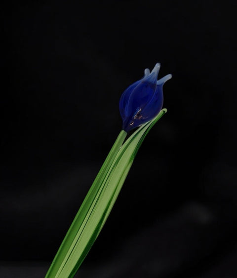 Blue Glass Tulip - Handcrafted Short Stem Flower