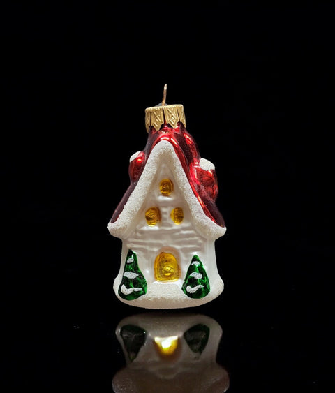 Hand Decorated Glass Keepsake Ornament - Charming Skinny House Design