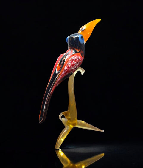 Glass Toucan on Perch Figurine