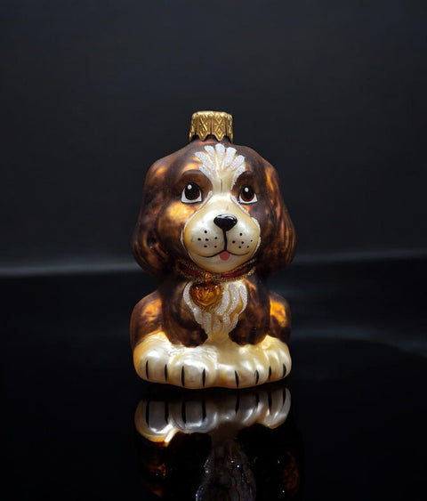 Hand Decorated Glass Keepsake Ornament - Charming Dog N Collar Design