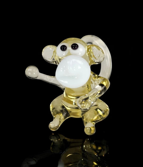 Amber Monkey Figurine, Mini Glass Murano Quality Lampworking Glass Figurine, Hand Made In Ukraine, A Great Addition To Your Collection