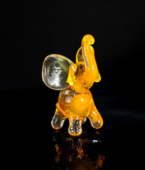 Orange Elephant Figurine, Mini Glass Murano Quality Lampworking Glass Figurine, Hand Made In Ukraine, A Great Addition To Your Collection