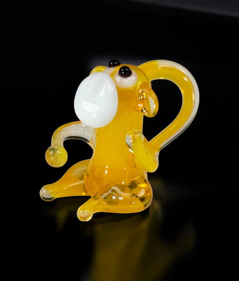 Yellow Monkey Figurine, Mini Glass Murano Quality Lampworking Glass Figurine, Hand Made In Ukraine, A Great Addition To Your Collection