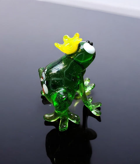 Glass Frog Prince Figurine, Collectible Glass Frog, Murano Quality Gift At A Fraction Of The Price, Handcrafted In Ukraine