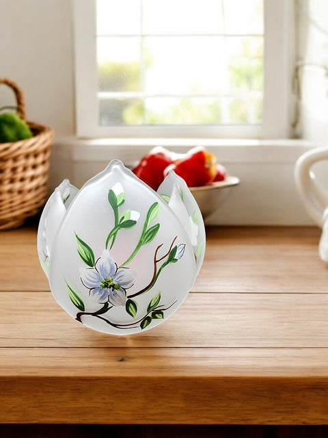 Frosted Lotus Glass Candle Holder