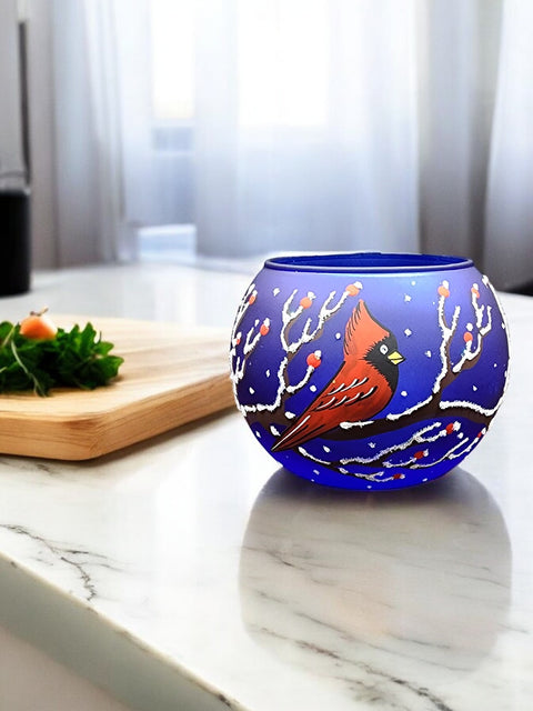 Blue Glass Candle Holder