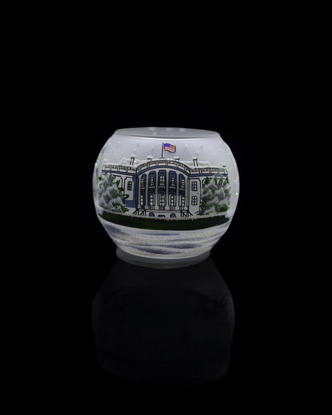 Frosted Glass Candle Holder, Hand Crafted in Ukraine, White House Design, Wonderful Year Round