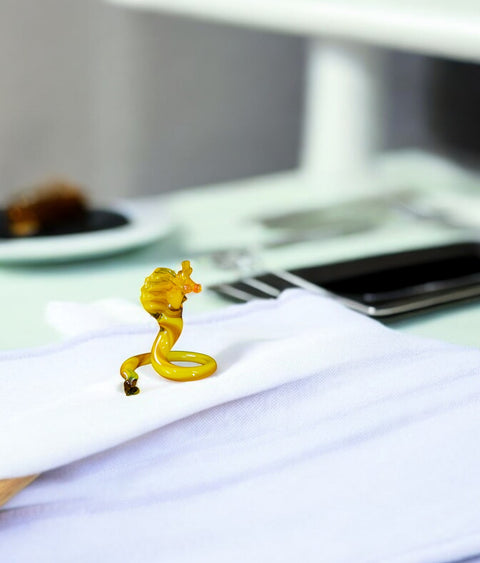 Yellow Cobra Figurine, Mini Glass Murano Quality Lampworking Glass Figurine, Hand Made In Ukraine, A Great Addition To Your Collection