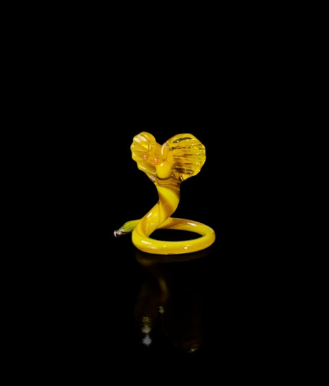 Yellow Cobra Figurine, Mini Glass Murano Quality Lampworking Glass Figurine, Hand Made In Ukraine, A Great Addition To Your Collection