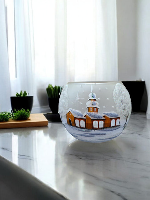Frosted Glass Candle Holder - Brown Cathedral - Multiple Sizes