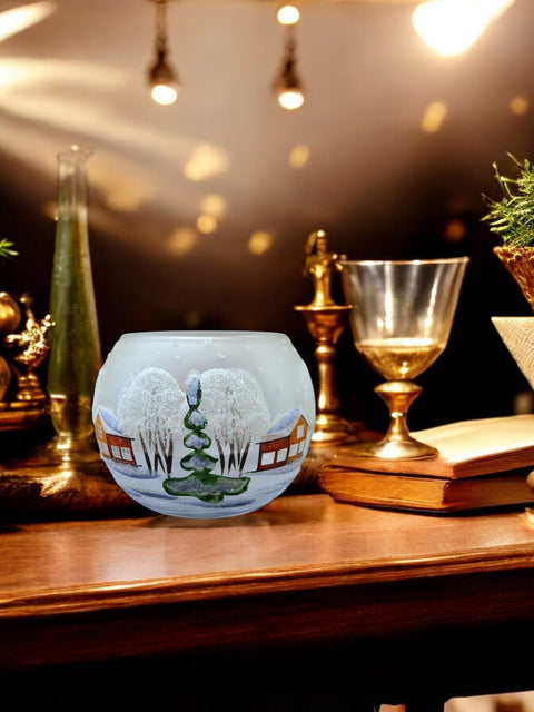 Frosted Glass Candle Holder - Brown Cathedral - Multiple Sizes
