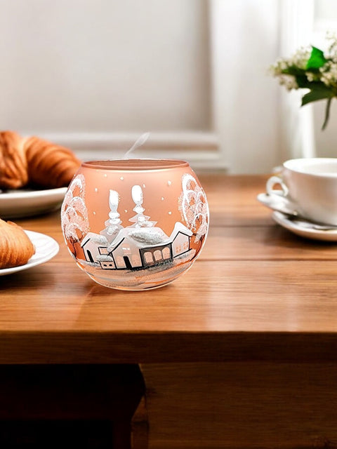 Orange Glass Candle Holder