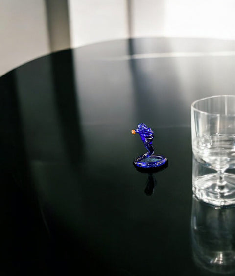 Blue Cobra Figurine, Mini Glass Murano Quality Lampworking Glass Figurine, Hand Made In Ukraine, A Great Addition To Your Collection