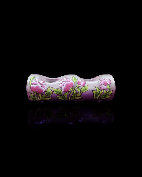 Purple Glass Double Candle Holder, Hand Crafted in Ukraine, Peony Flower Design, Wonderful Year Round