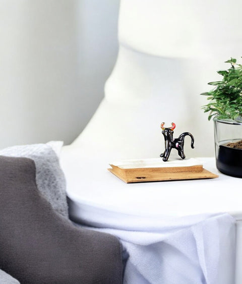Black Cow Figurine, Mini Glass Murano Quality Lampworking Glass Figurine, Hand Made In Ukraine, A Great Addition To Your Collection