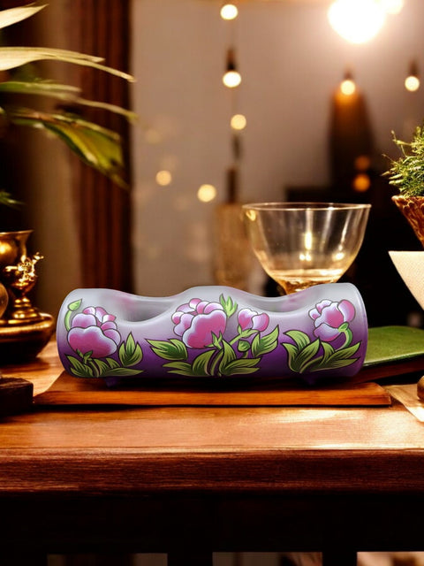 Purple Double Glass Candle Holder