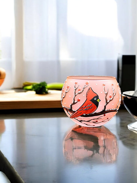 Pink Glass Candle Holder