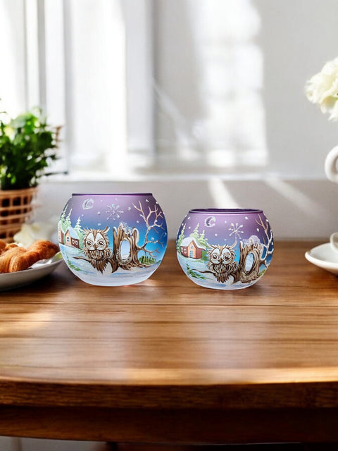 Midsummer Night Ombre Glass Candle Holder - Fun Owl