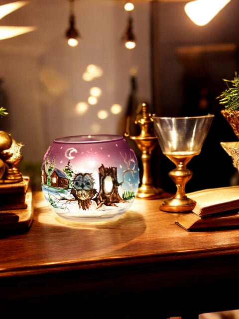 Midsummer Night Ombre Glass Candle Holder - Fun Owl