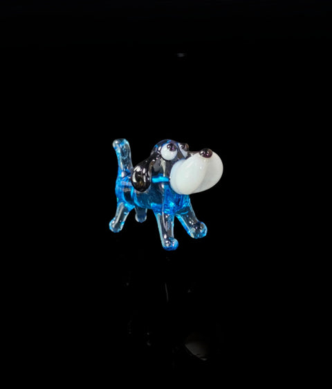Light Blue Dog Figurine, Mini Glass Murano Quality Lampworking Glass Figurine, Hand Made In Ukraine, A Great Addition To Your Collection