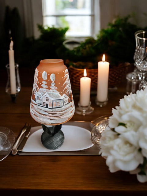 Orange Glass Lamp Candle Holder - White Cabins