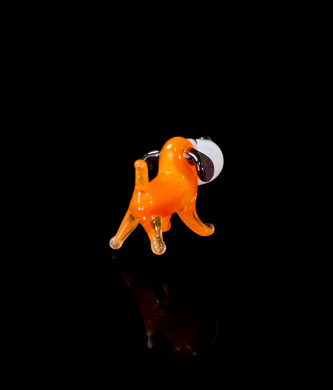 Orange Dog Figurine, Mini Glass Murano Quality Lampworking Glass Figurine, Hand Made In Ukraine, A Great Addition To Your Collection