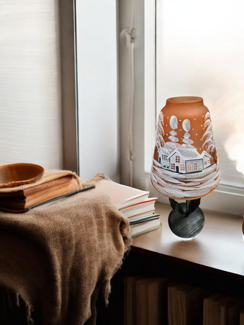 Orange Glass Lamp Candle Holder - White Cabins