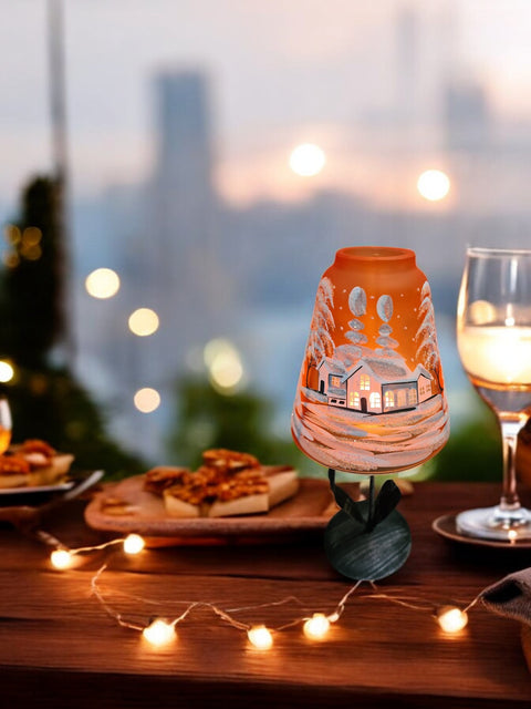 Orange Glass Lamp Candle Holder - White Cabins