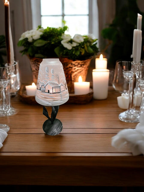 Frosted Glass Lamp Candle Holder - White Cabins