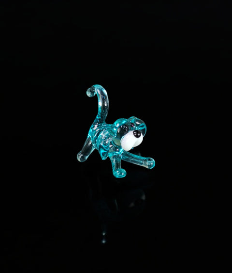 Light Blue Dog Figurine, Mini Glass Murano Quality Lampworking Glass Figurine, Hand Made In Ukraine, A Great Addition To Your Collection