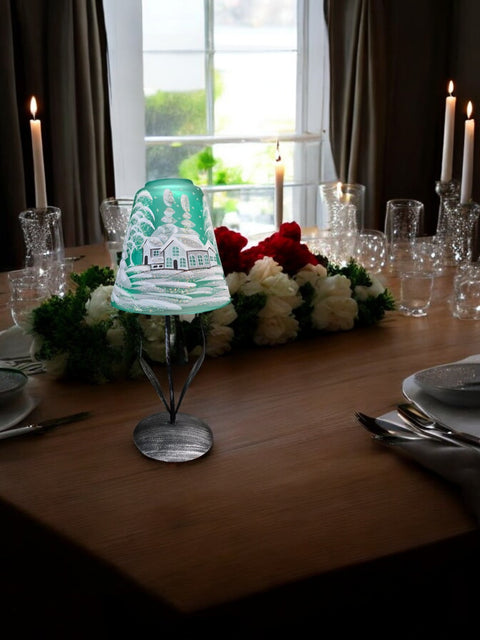 Green Lamp Glass Candle Holder