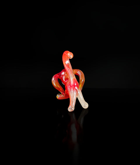 Red Dog Figurine, Mini Glass Murano Quality Lampworking Glass Figurine, Hand Made In Ukraine, A Great Addition To Your Collection