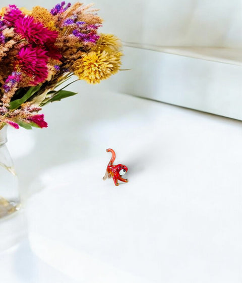 Red Dog Figurine, Mini Glass Murano Quality Lampworking Glass Figurine, Hand Made In Ukraine, A Great Addition To Your Collection