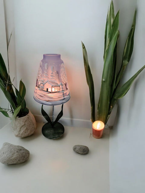 Light Blue Lamp Glass Candle Holder