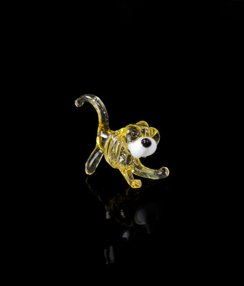 Amber Dog Figurine, Mini Glass Murano Quality Lampworking Glass Figurine, Hand Made In Ukraine, A Great Addition To Your Collection