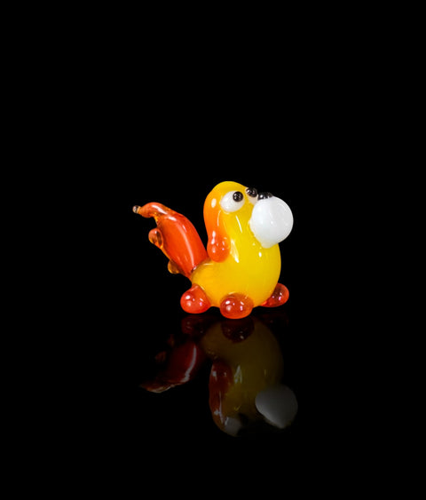 Yellow Dog Figurine, Mini Glass Murano Quality Lampworking Glass Figurine, Hand Made In Ukraine, A Great Addition To Your Collection
