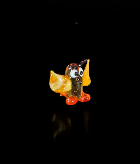Amber/Ivory Owl Figurine, Mini Glass Murano Quality Lampworking Glass Figurine, Hand Made In Ukraine, A Great Addition To Your Collection