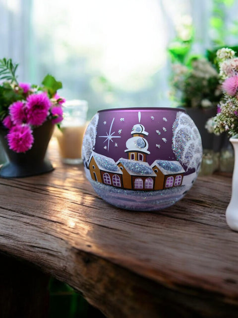 Purple Glass Candle Holder