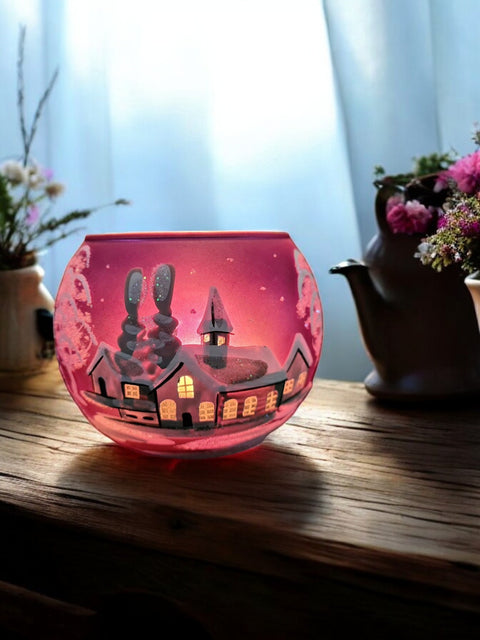 Purple Glass Candle Holder
