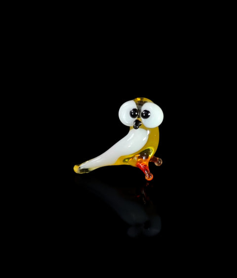 Amber Owl Figurine, Mini Glass Murano Quality Lampworking Glass Figurine, Hand Made In Ukraine, A Great Addition To Your Collection
