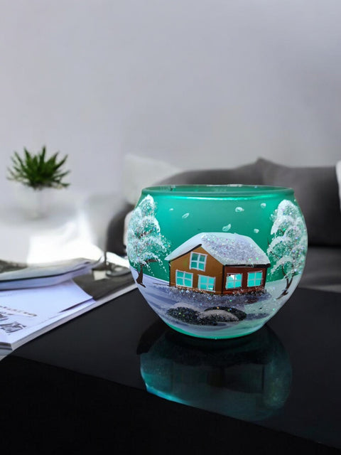 Green Glass Candle Holder