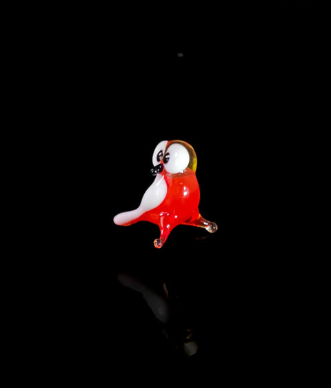 Red Owl Figurine, Mini Glass Murano Quality Lampworking Glass Figurine, Hand Made In Ukraine, A Great Addition To Your Collection