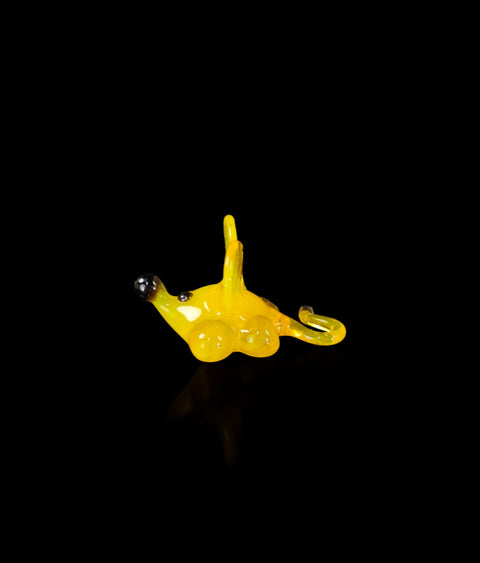 Yellow Mouse Figurine, Mini Glass Murano Quality Lampworking Glass Figurine, Hand Made In Ukraine, A Great Addition To Your Collection