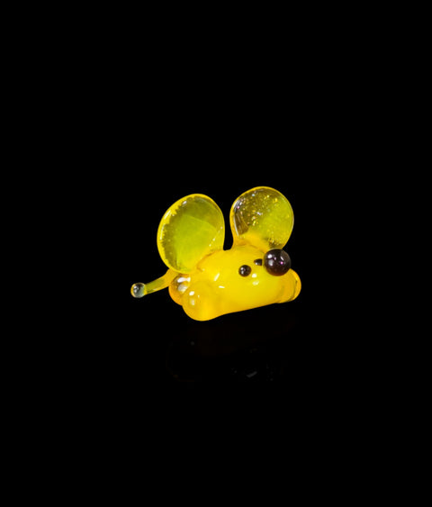 Yellow Mouse Figurine, Mini Glass Murano Quality Lampworking Glass Figurine, Hand Made In Ukraine, A Great Addition To Your Collection