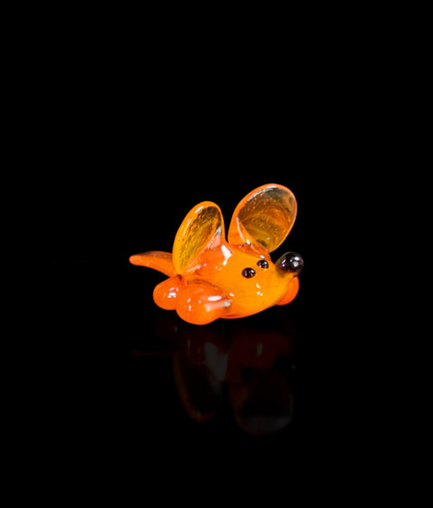 Orange Mouse Figurine, Mini Glass Murano Quality Lampworking Glass Figurine, Hand Made In Ukraine, A Great Addition To Your Collection