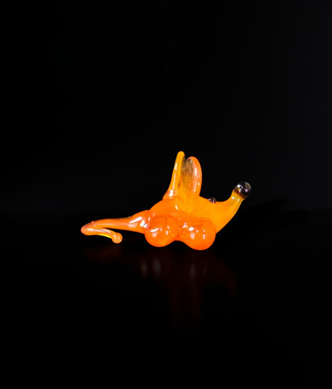 Orange Mouse Figurine, Mini Glass Murano Quality Lampworking Glass Figurine, Hand Made In Ukraine, A Great Addition To Your Collection