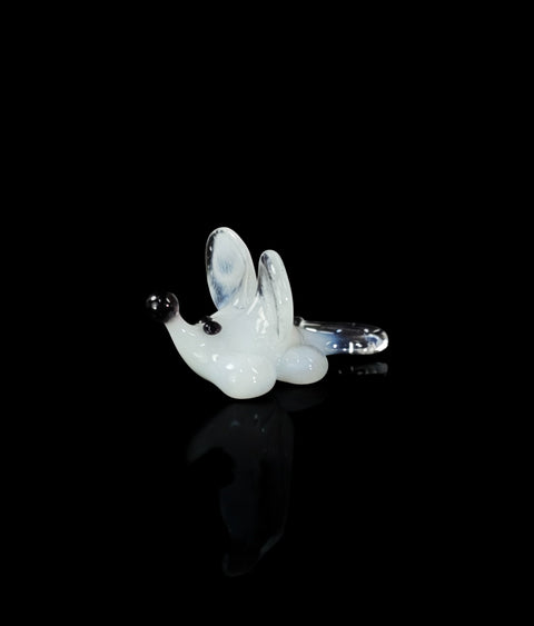 White Mouse Figurine, Mini Glass Murano Quality Lampworking Glass Figurine, Hand Made In Ukraine, A Great Addition To Your Collection