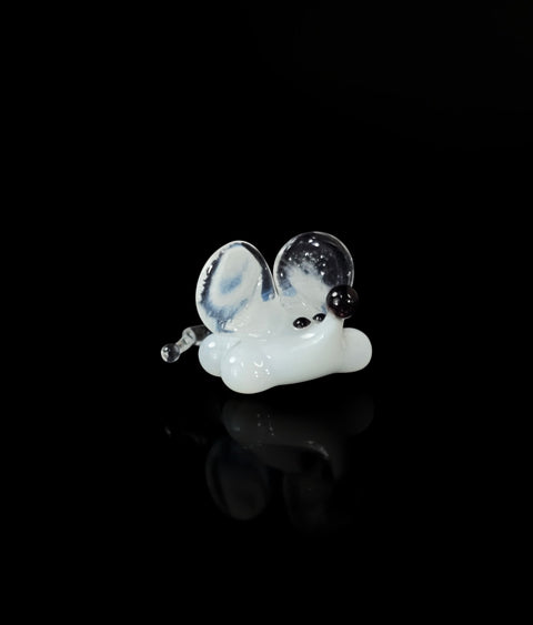White Mouse Figurine, Mini Glass Murano Quality Lampworking Glass Figurine, Hand Made In Ukraine, A Great Addition To Your Collection