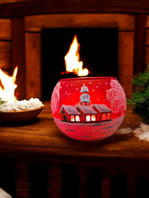 Red Glass Candle Holder
