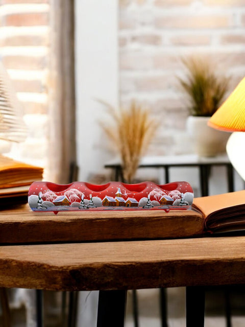 Red Quad Glass Candle Holder